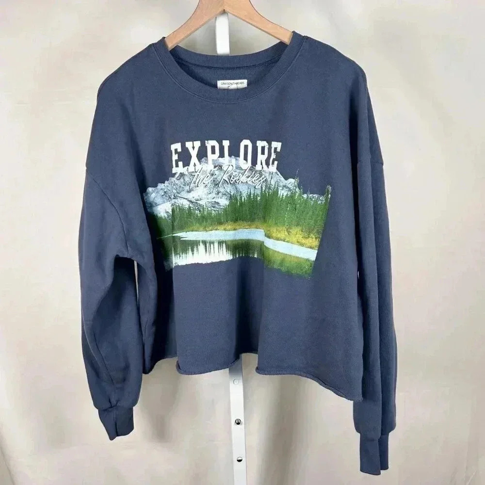 Grayson Threads Size XL Crop Sweatshirt Rockies Comfort Cozy